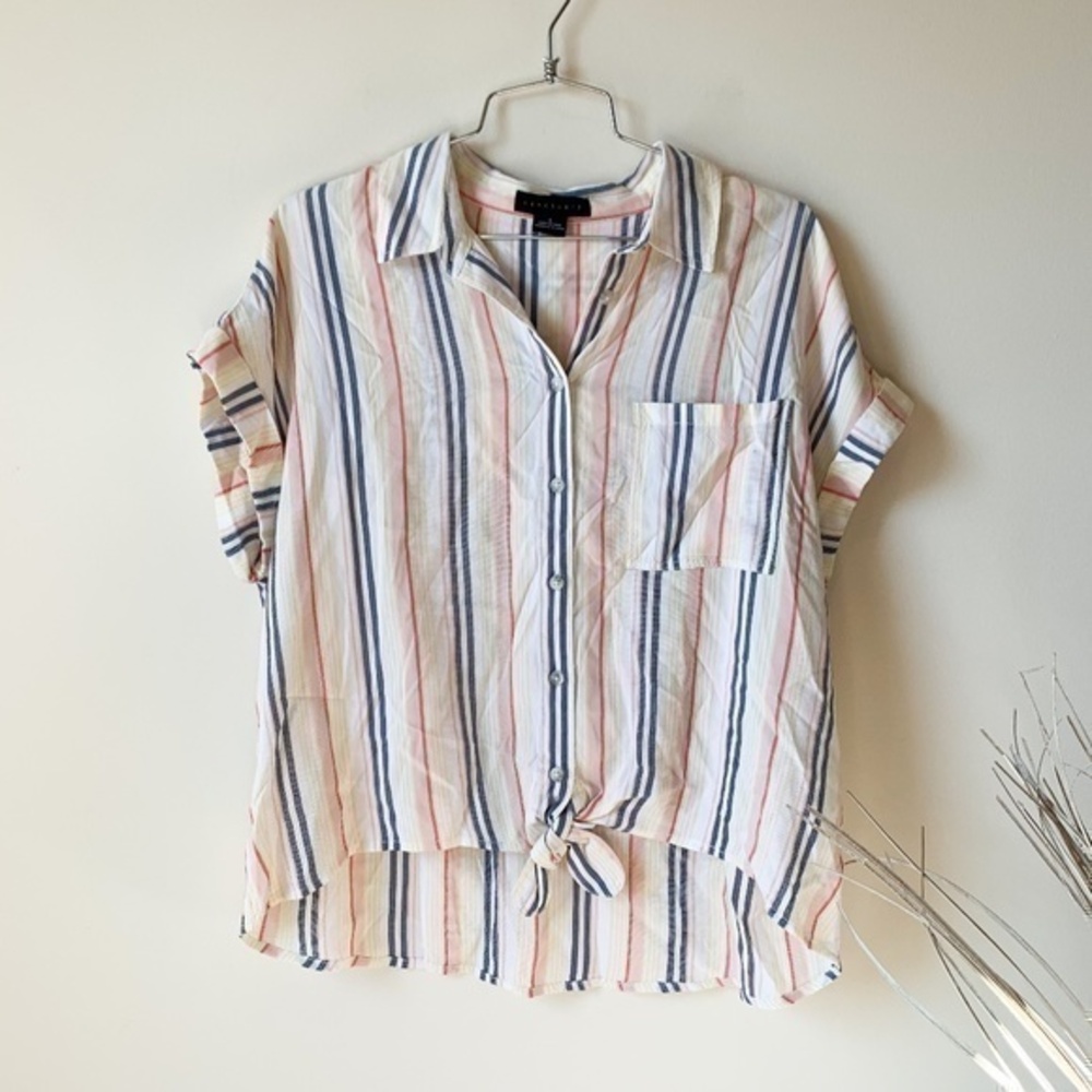 Anthro. Sanctuary Stripe Front Tie Blouse sz S